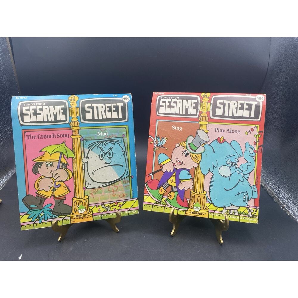 Vintage Songs From Sesame Street Peter Pan 45 RPM Vinyl Records